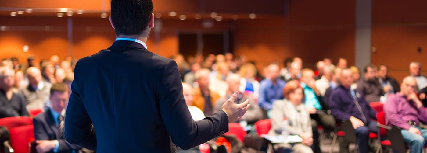 Speaker at Business Conference and Presentation. Audience at the conference hall.